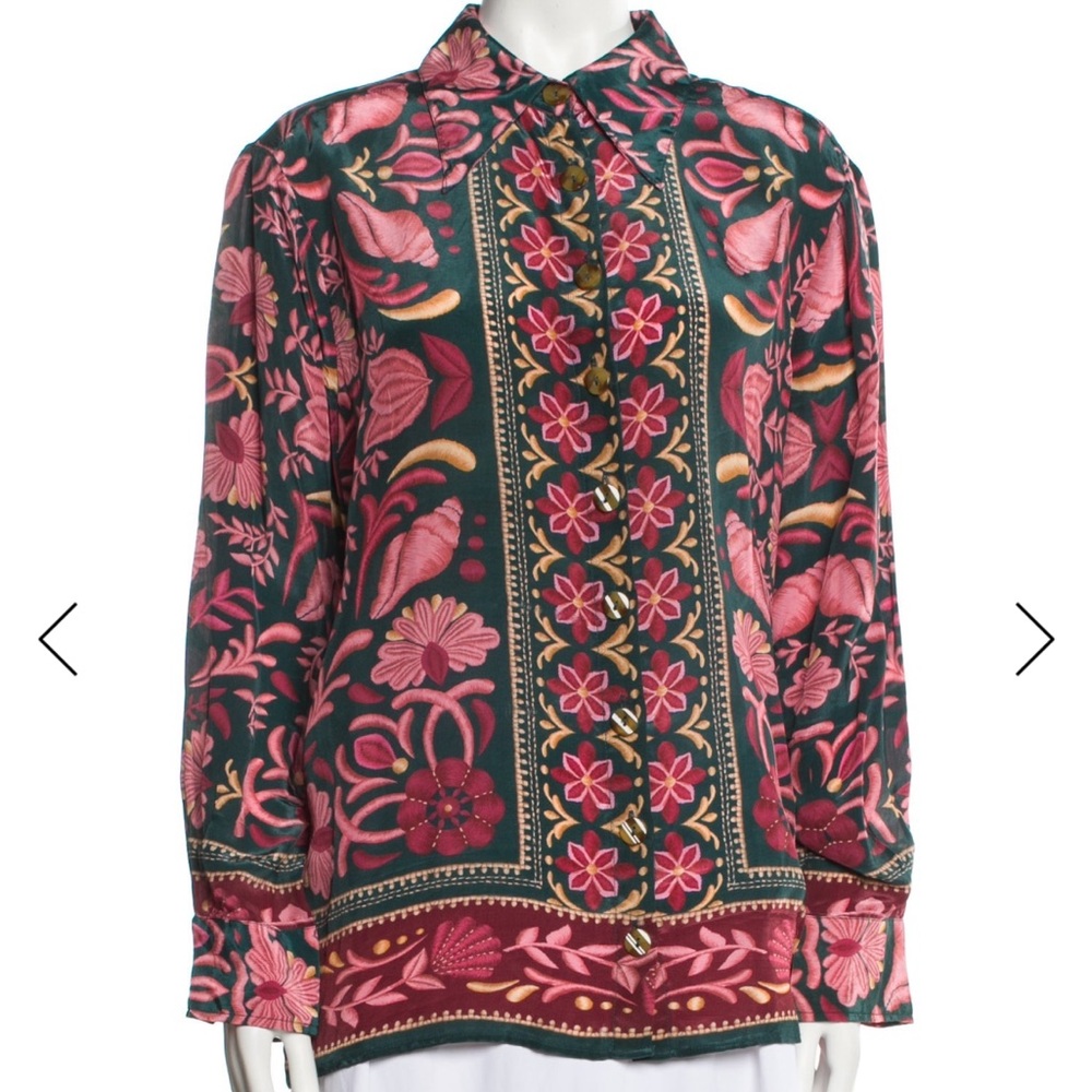 NWT Farm Rio Seashel Tapestry Teal Shirt